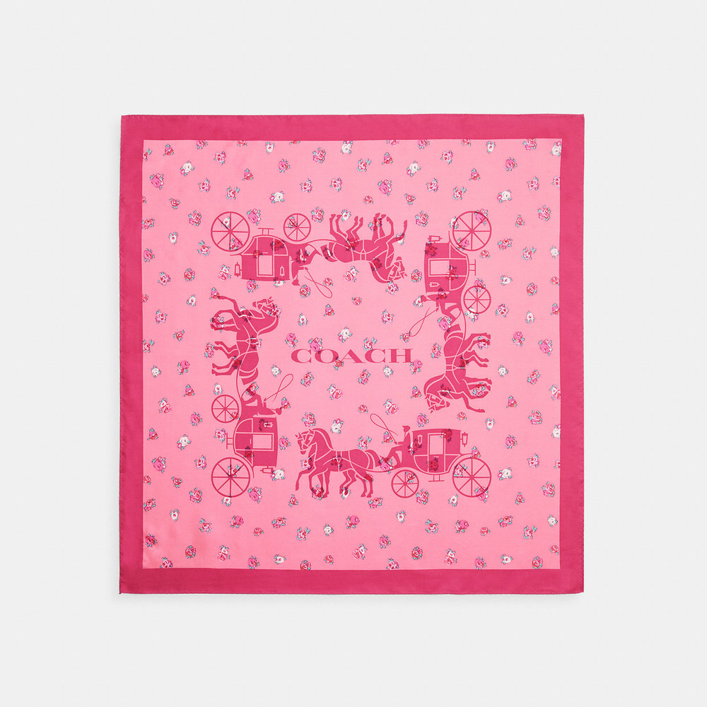 NWT Coach Outlet Horse And Carriage Tea Rose Print Silk Bandana